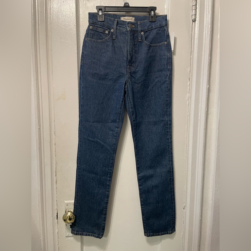 Madewell Blue Denim Jeans with Brown Patch